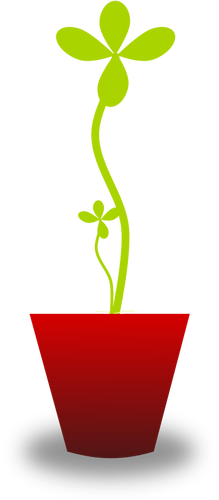 Of Tender Green Plant In Red Pot Clipart