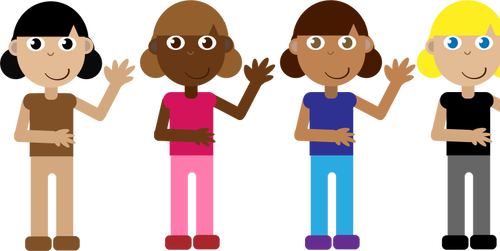 Four Different Girls Clipart