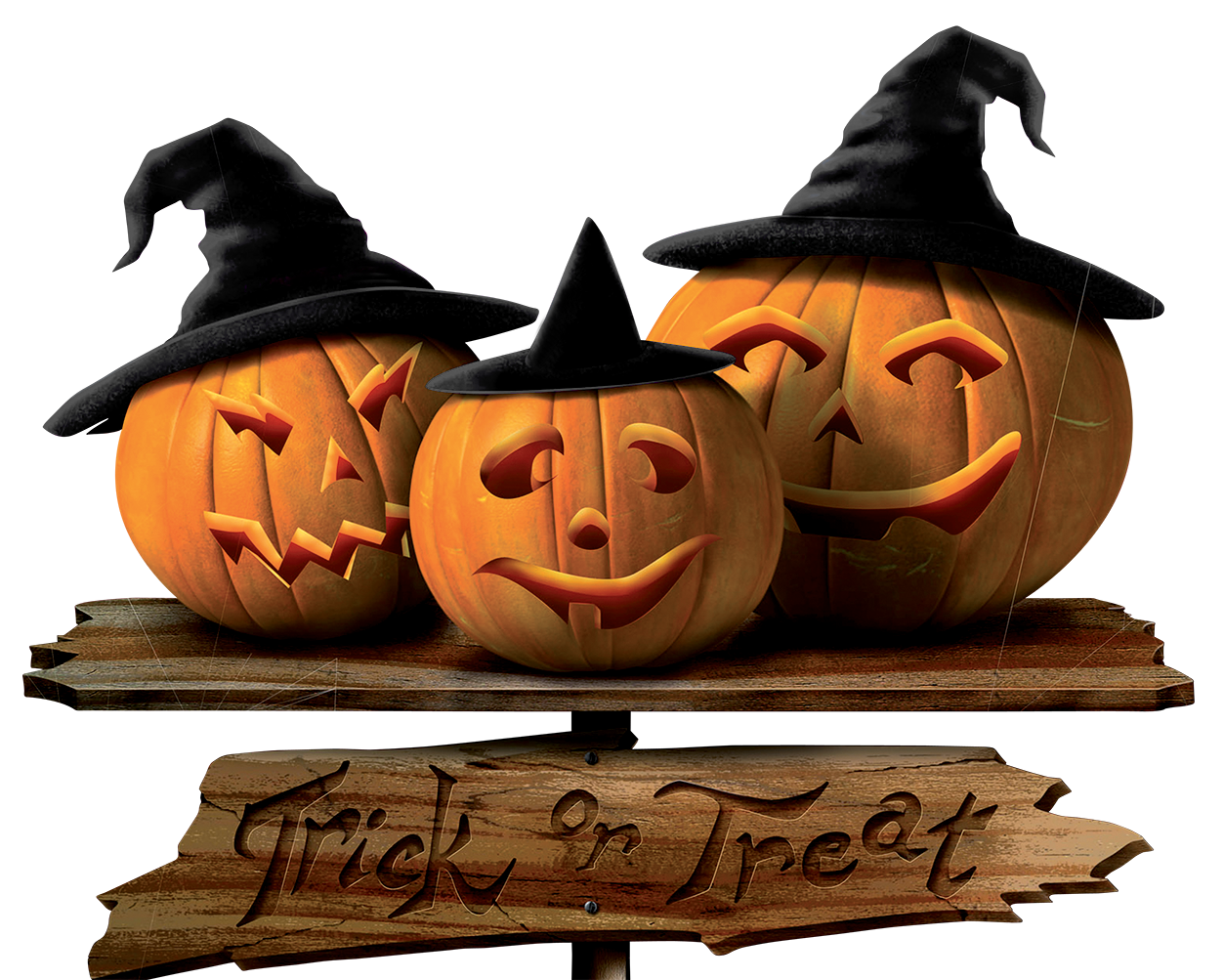 Picture Halloween Sign Trick Trick-Or-Treating Costume Pumpkins Clipart