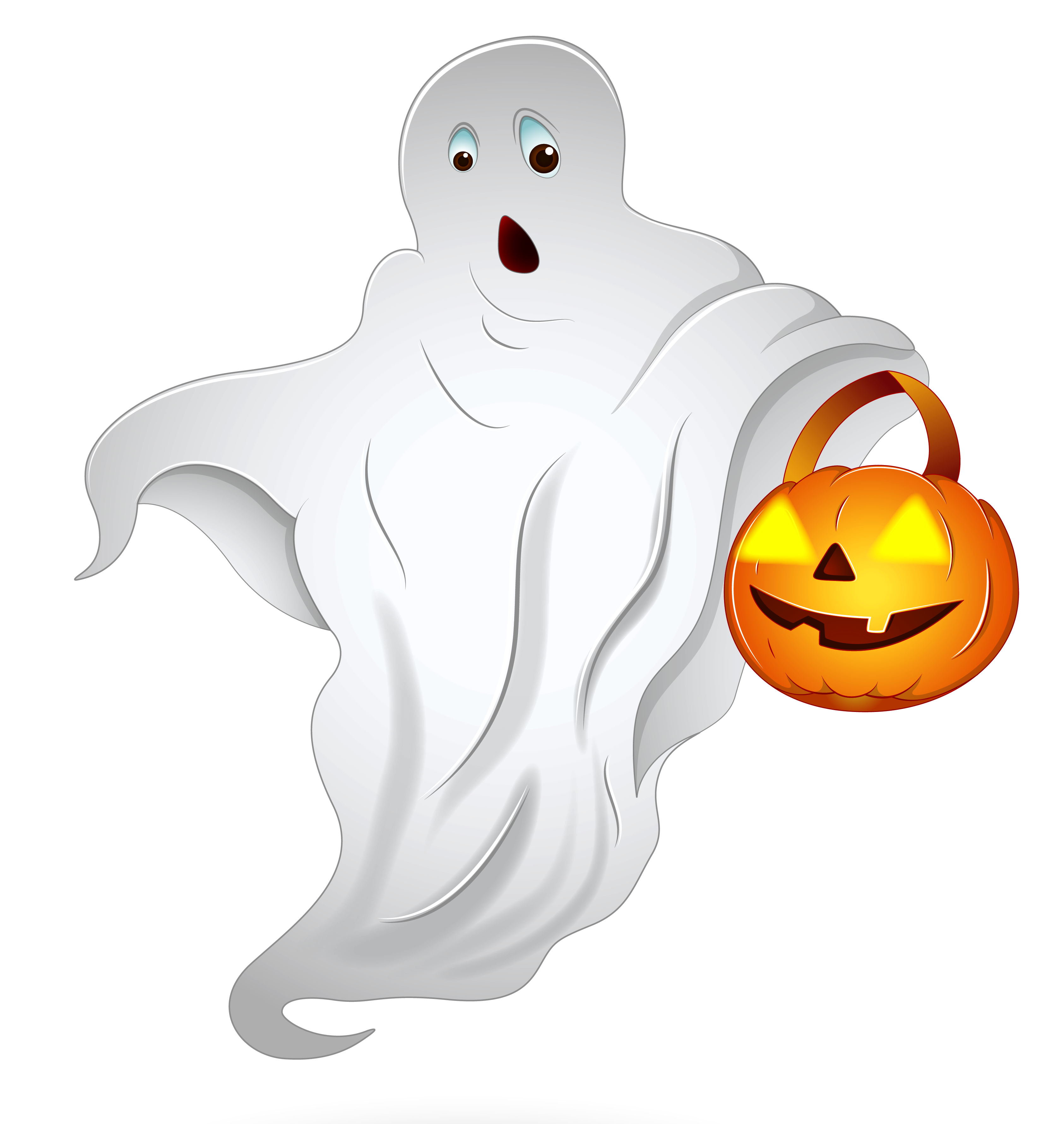 Ghost Halloween Jack-O'-Lantern Basket With Pumpkin Clipart
