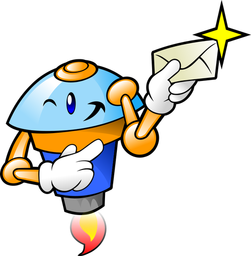 Robot Mascot Delivering Mail Clipart