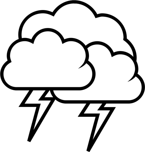 Black And White Weather Forecast Icon For Thunder Clipart