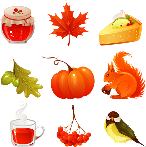 Of Selection Of Autumn Icons Set Clipart