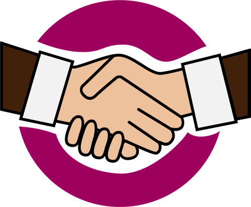 Of Purple Colored Handshake Icon Clipart