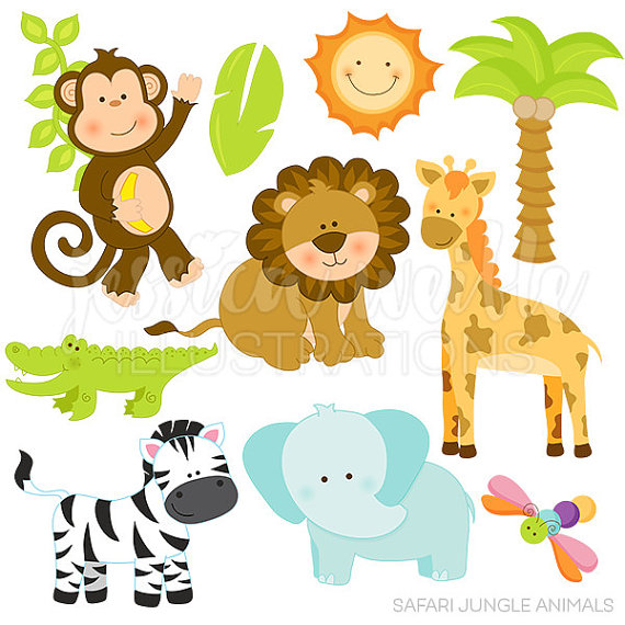 Safari Jungle Animals Cute Digital Mercial Use Clipart