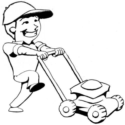 Lawn Mower Mowing Kid Hd Image Clipart