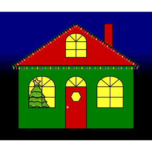 House With Christmas Lights Image Clipart
