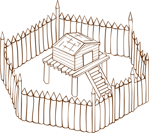 Of Role Play Game Map Icon For A Wooden Fort Clipart