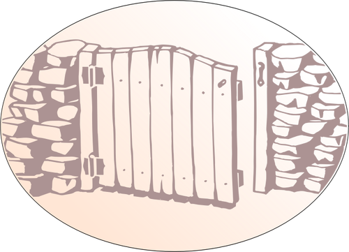 Of Wooden Gate With Simple Lock Clipart