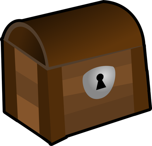 Of Closed Wooden Chest With A Lock Clipart