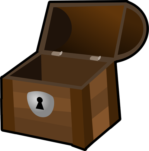 An Open Wooden Chest With A Lock Clipart