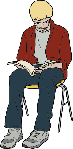 Of Young Man Sitting On Chair Clipart