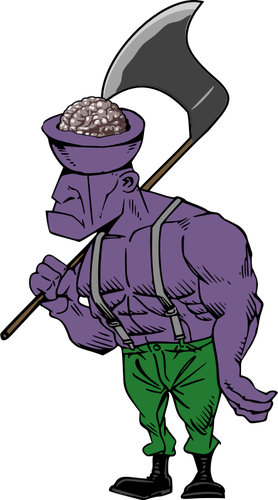 Of Zombie With An Exposed Brain And Axe Clipart