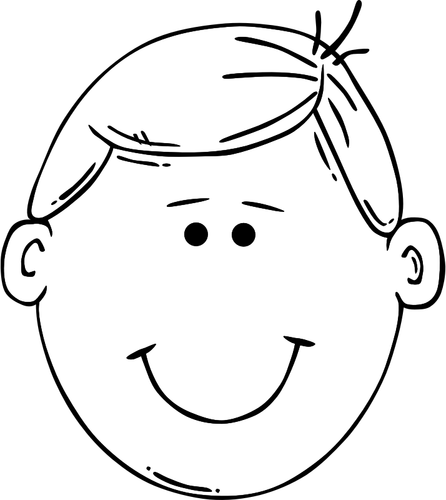 Young Boy Smiling Outline Clipart