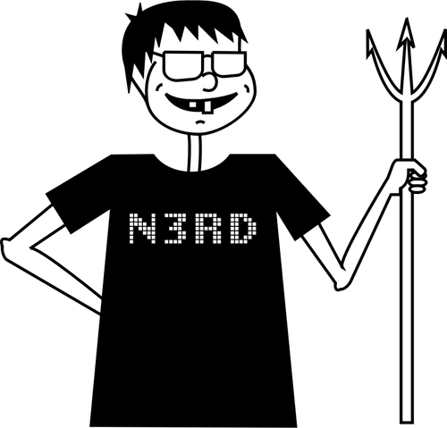 Of Nerd With A Pitchfork Clipart