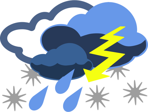 Of Rain, Snow And Thunder Weather Color Map Symbol Clipart