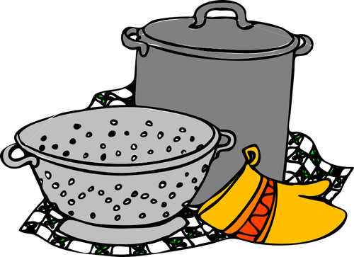 Of Cooking Pot, Siv And Glove Clipart
