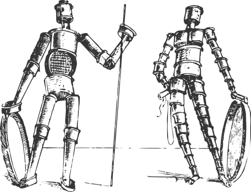 Of Pair Of Dynamic Figures Constructed From Metal Links Clipart