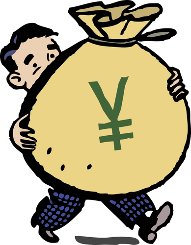 Guy With Yen Bag Clipart