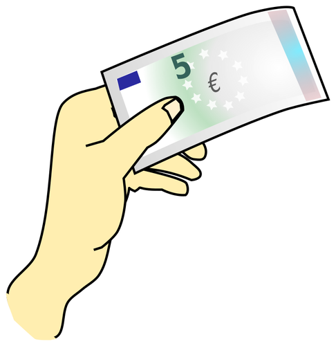 Hand Holding 5 Euros Clipart