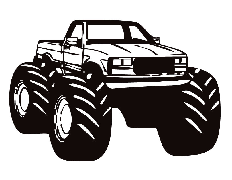 Monster Truck Black And White Hd Image Clipart
