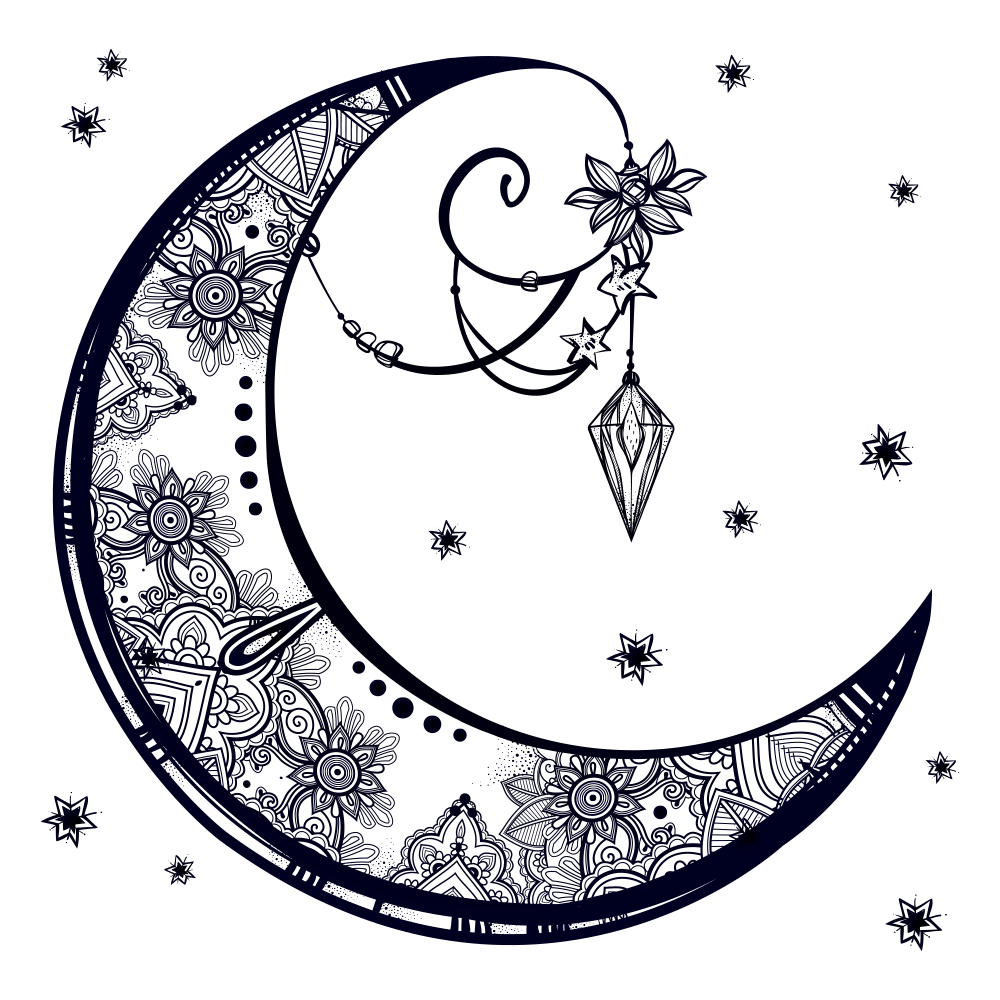 Drawing Illustration Boho Moon Png Crescent Moon Svg Files For Cricut ...