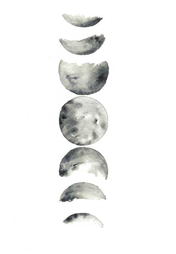 Moon Watercolor Lunar Phase Supermoon Painting Clipart