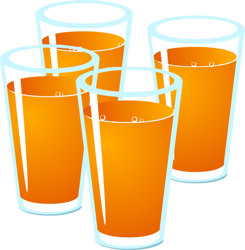 Of Four Glasses Of Freshly Squeezed Juice Clipart