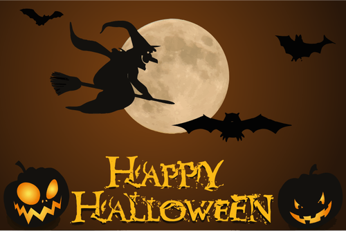 Happy Halloween Wallpaper With Witch Illustration Clipart