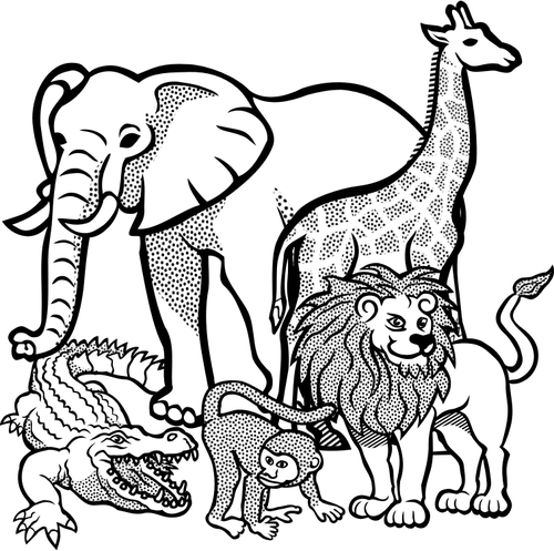 Outline Drawing Of African Animals Clipart