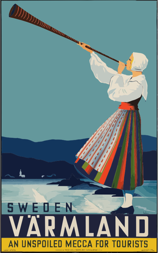 Drawing Of Vintage Travel Poster Varmland Clipart