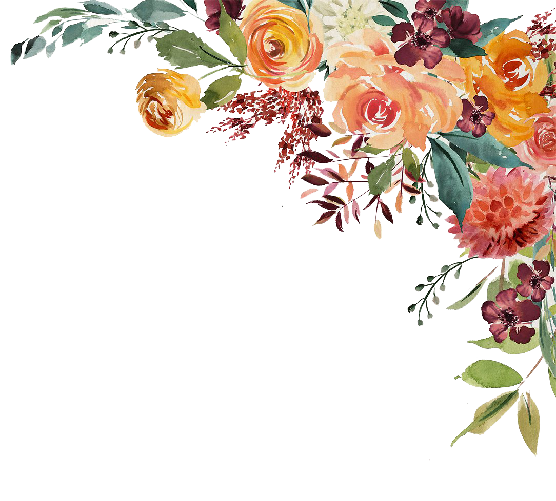 Autumn Garden Watercolor Roses Design Floral Painting Clipart