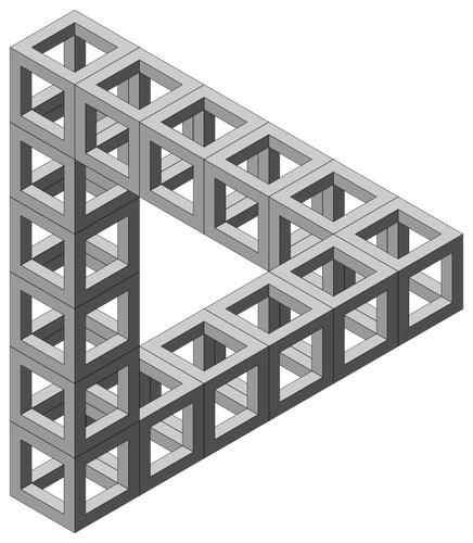 Drawing Of Impossible Triangle Formed Out Of Cube Constructions Clipart