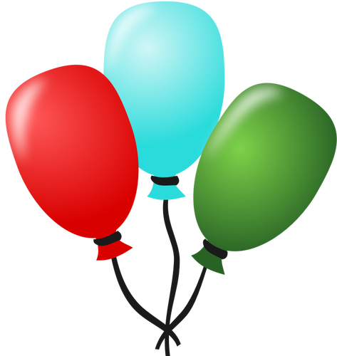 Of Three Balloons Tied Together With A String Clipart
