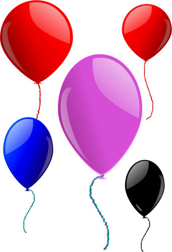 Of Five Floating Balloons Clipart