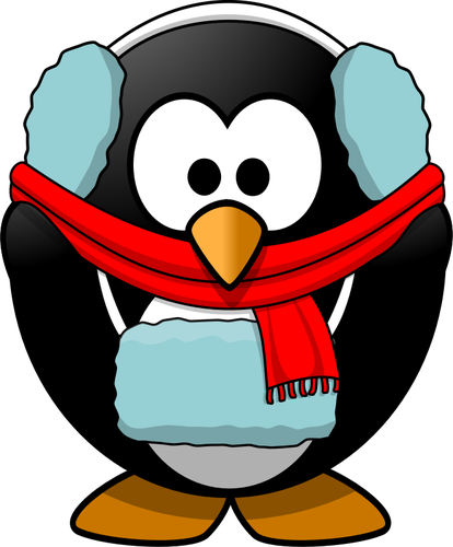 Of Penguin In Winter Clothes Clipart