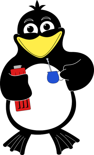 Of Penguin Holding Softdrink Clipart