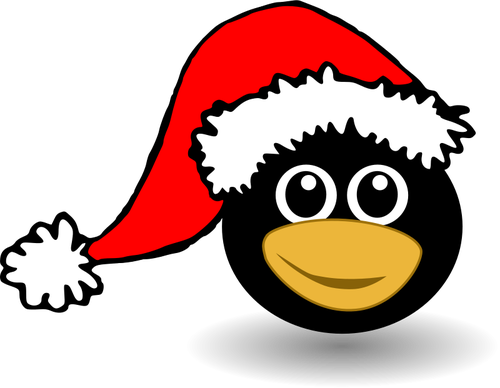 Funny Penguin Face With Santa Claus Hat Clipart