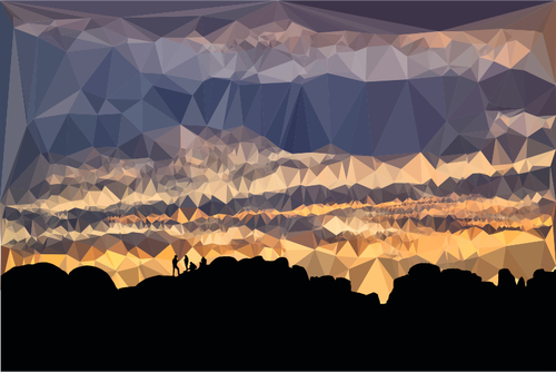 Four People And Sunset Clipart