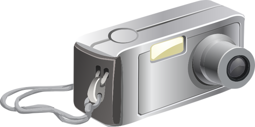 Of Old Digital Camera With Carrying Strap Clipart