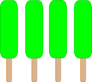 4 Green Single Popsicle At Vector Clipart