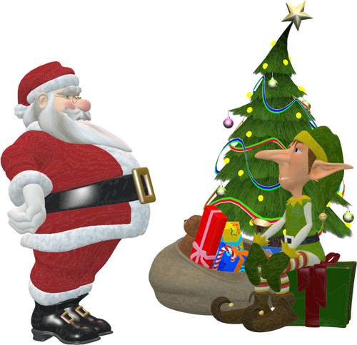 Santa Claus Aad Elf Clipart