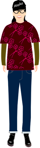Of Trendy Guy In T- Shirt With Plum Pattern Clipart