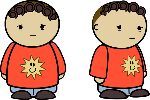 Of Sad Comic Boy In Red Shirt Clipart