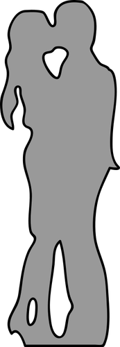 Image Of Gray Silhouette Of Young Couple Kissing Clipart