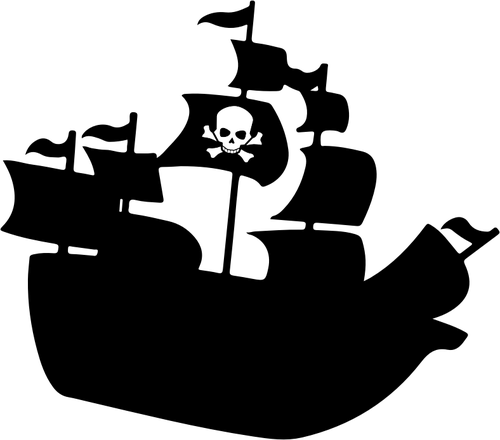Silhouette Of A Large Pirate Ship Clipart