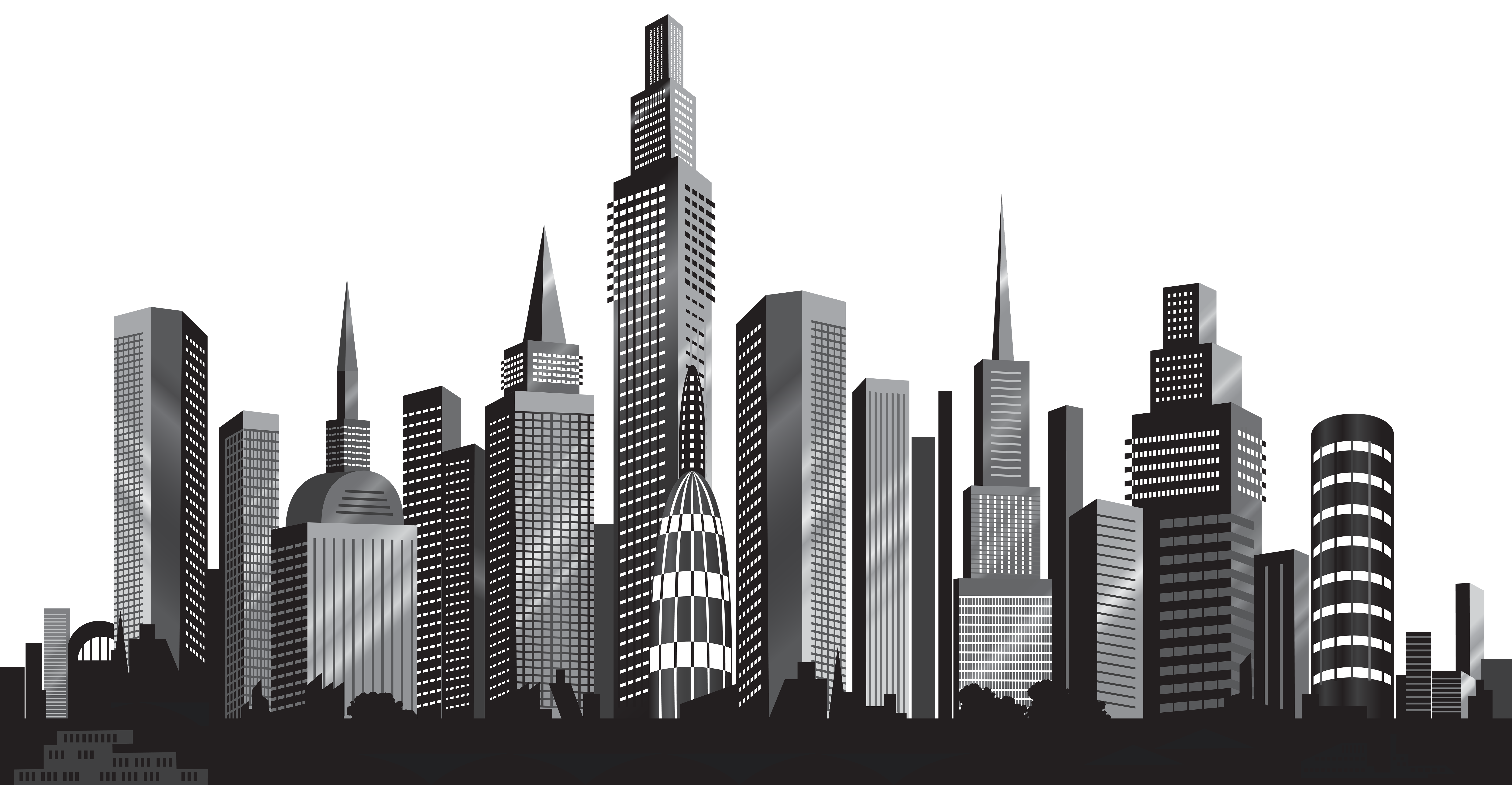 Cityscape Skyline Silhouette PNG Download Free Clipart