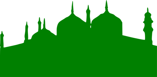 Of Green Silhouette Of A Mosque Clipart