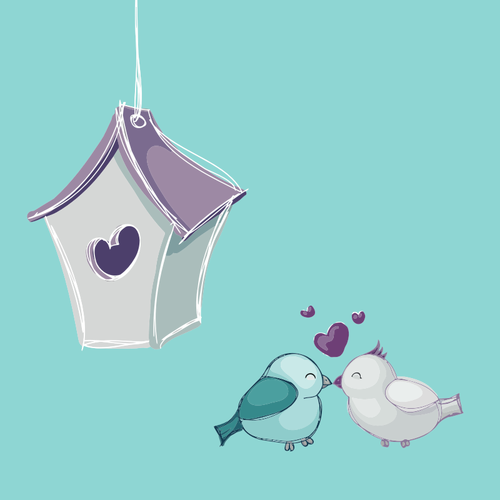 Of Two Birds Kissing Clipart