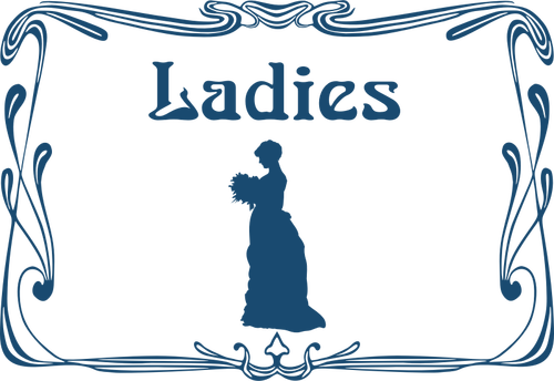 Blue Ladies Restroom Door Sign Clipart